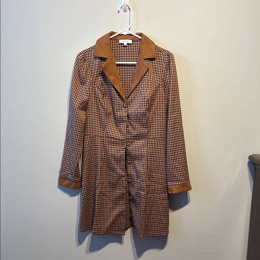 RIHOAS Brown Mini Dress with Structured Fabric